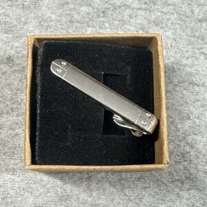 Vintage Swank Silver Tone Tie Clip‎ Metal Bar Style Mens Accessory